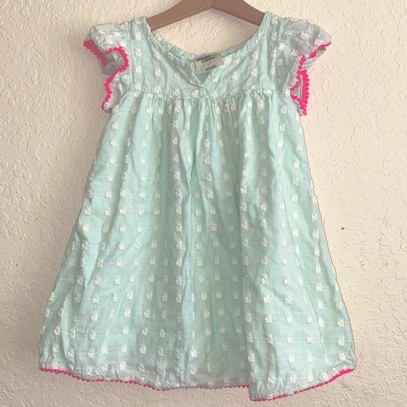Genuine Kids OSHGOSH Guaze Dress in Mint with Pink Trim in Size 4T. - Picture 4 of 6